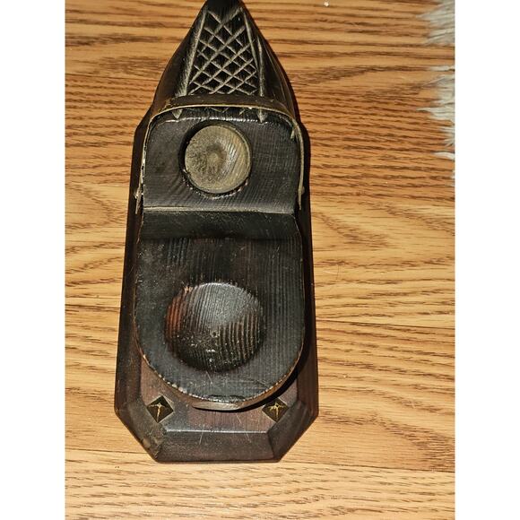 HTF Vintage Hand Carved Pipe And Tobacco Or Match Holder Scandinavian Folk Art - Picture 6 of 8
